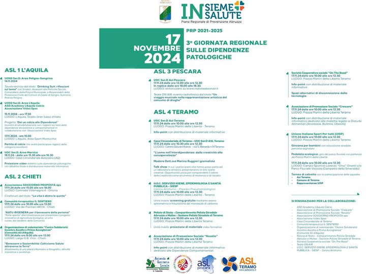 “Giornata regionale sulle dipendenze”. Le iniziative a Teramo