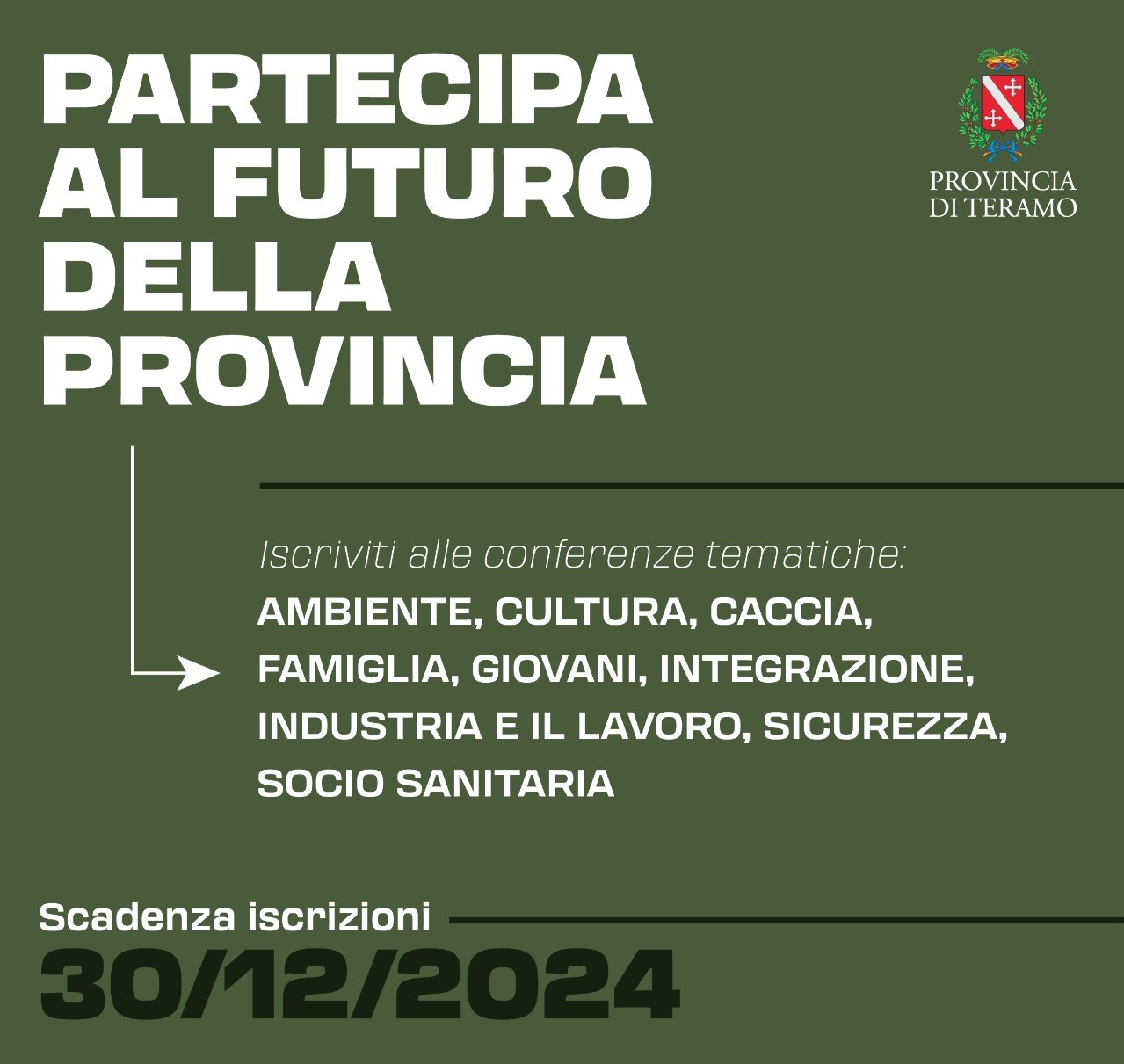 La Provincia rilancia le Conferenze tematiche, organismi di consultazione e cittadinanza attiva. Domande entro il 30 dicembre