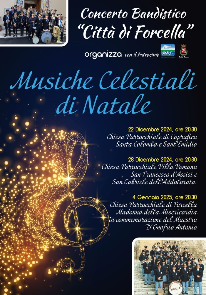 Natale di musica nelle frazioni, con l’Associazione “Concerto bandistico Città di Forcella”