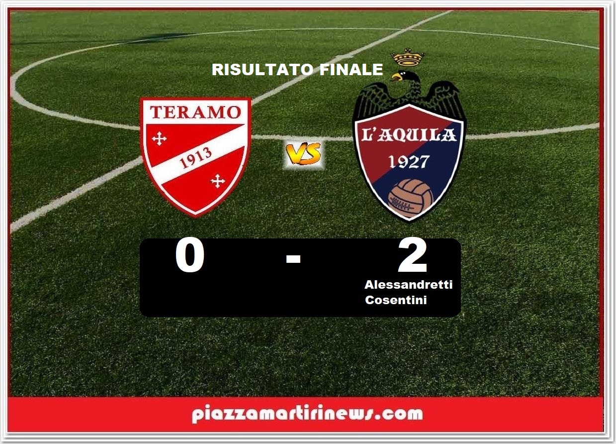 Calcio. L’Aquila1927 si aggiudica il derby del Gran Sasso. Il Teramo sotto di due gol