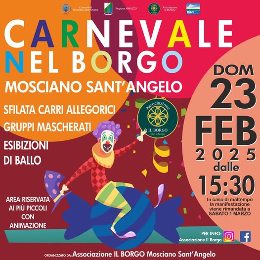 Il Carnevale a Mosciano. Domenica 23 sfilata di carri, maschere e balli