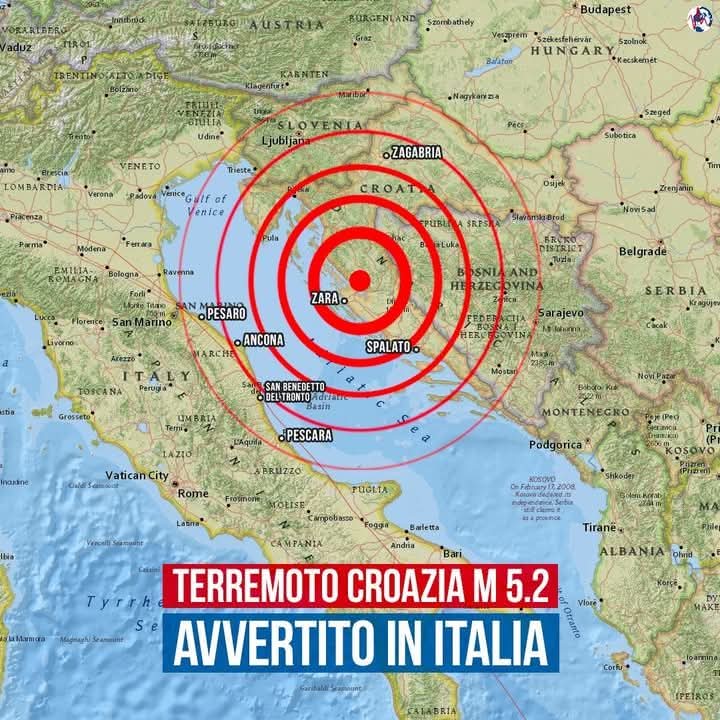 𝗧𝗘𝗥𝗥𝗘𝗠𝗢𝗧𝗢 𝗖𝗥𝗢𝗔𝗭𝗜𝗔 m.4,5- avvertito anche sulla costa Adriatica