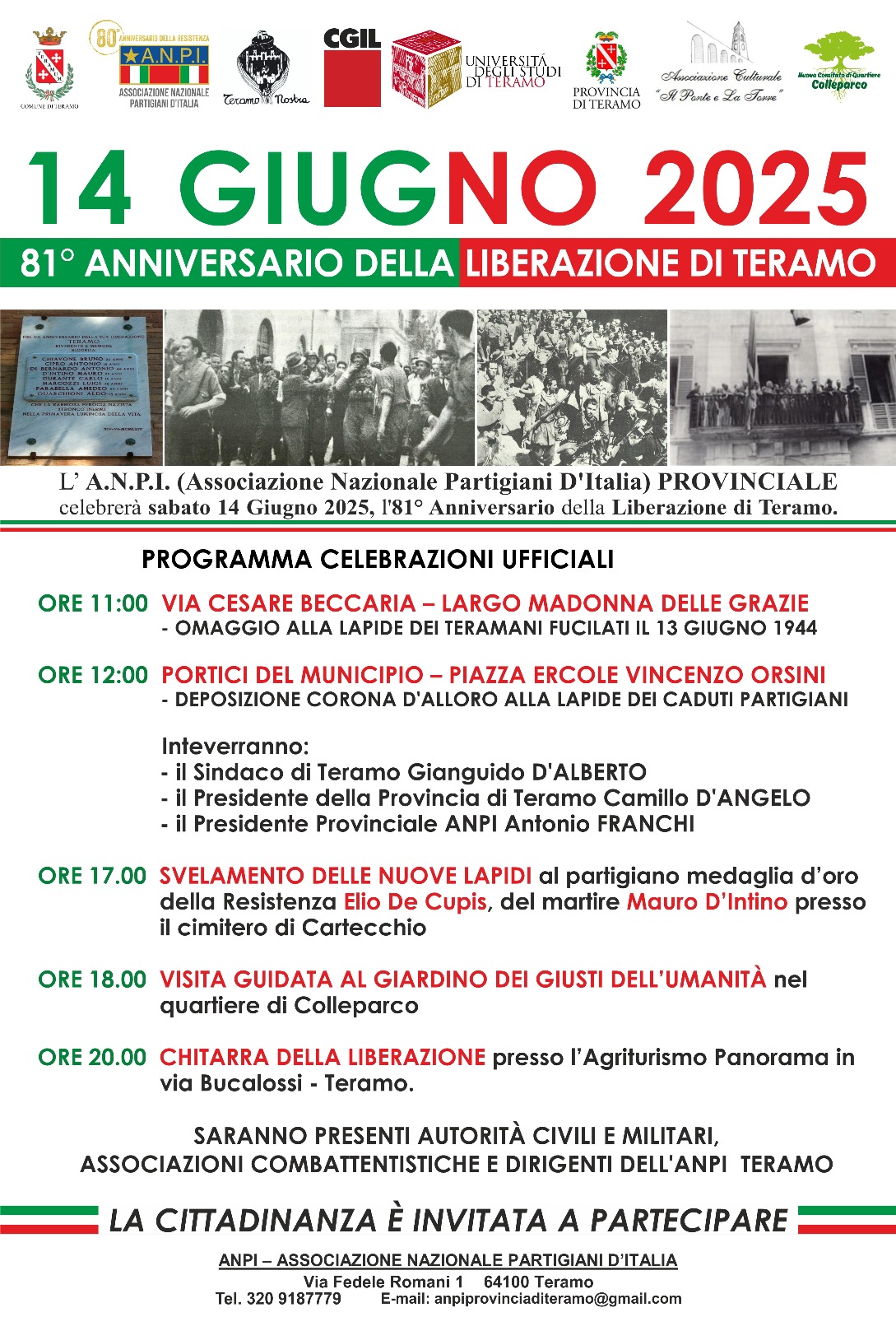 Commemorazione dell’A.N.P.I. a Teramo il 14 Giugno 2025