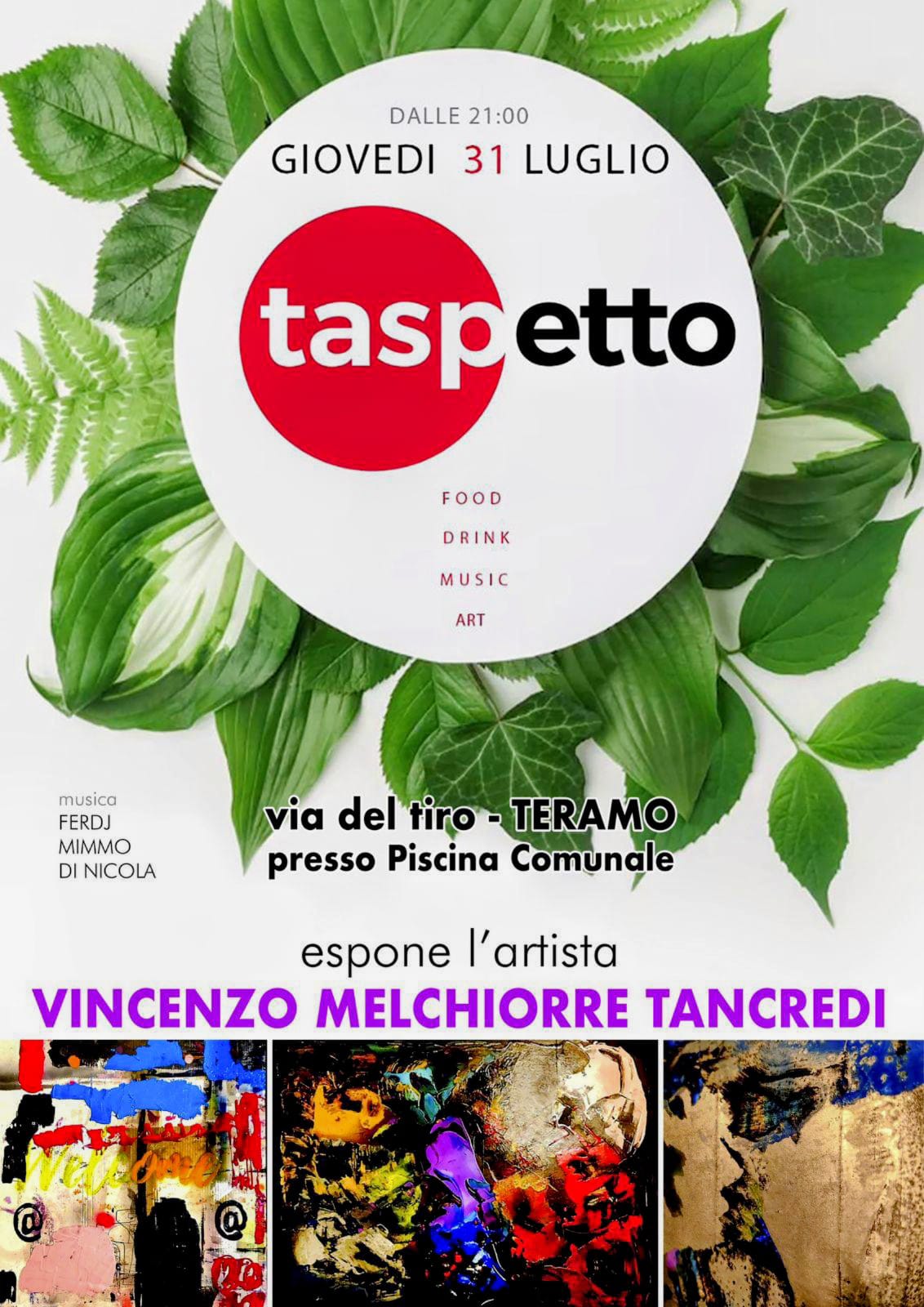 L’artista Enzo melchiorre tancredi, stasera al “Taspetto”