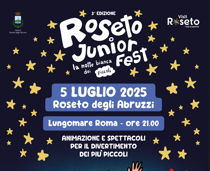 Doppia festa sabato sera a Roseto degli Abruzzi con il “Roseto Junior Fest – La Notte Bianca dei Piccoli” e la cerimonia di consegna della Bandiera Blu
