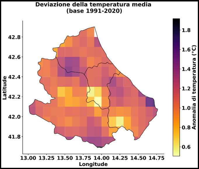 OsservaTe: Luglio 2025, Teramo è la provincia abruzzese con la maggiore anomalia climatica