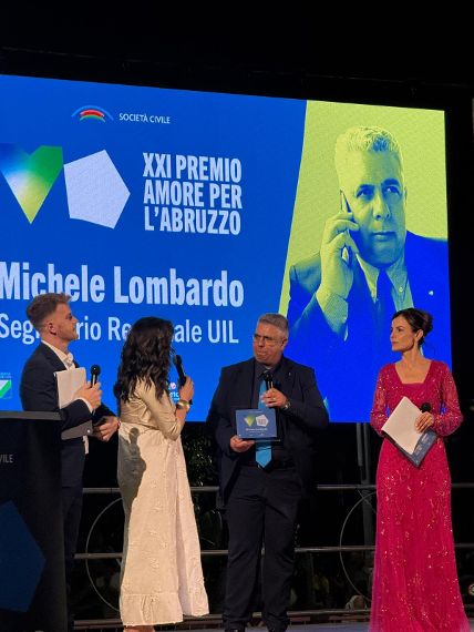 Michele Lombardo, della UIL insignito del premio “Amore per l’Abruzzo 2025”