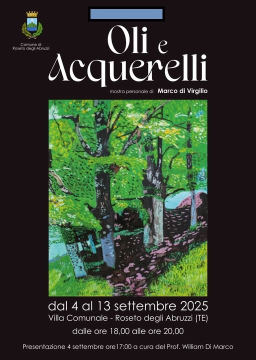 Roseto. Le opere di Marco Di Virgilio in mostra alla Villa Comunale