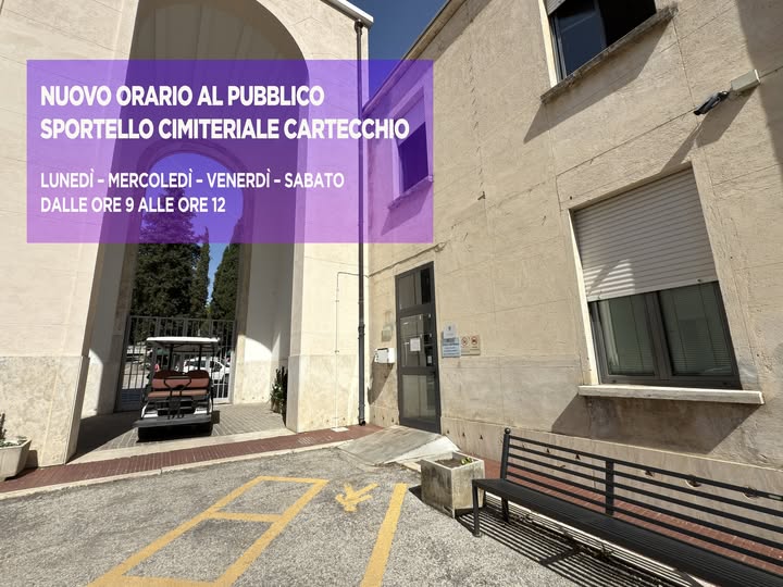 Team. Il nuovo orario dello sportello cimiteriale a Cartecchio