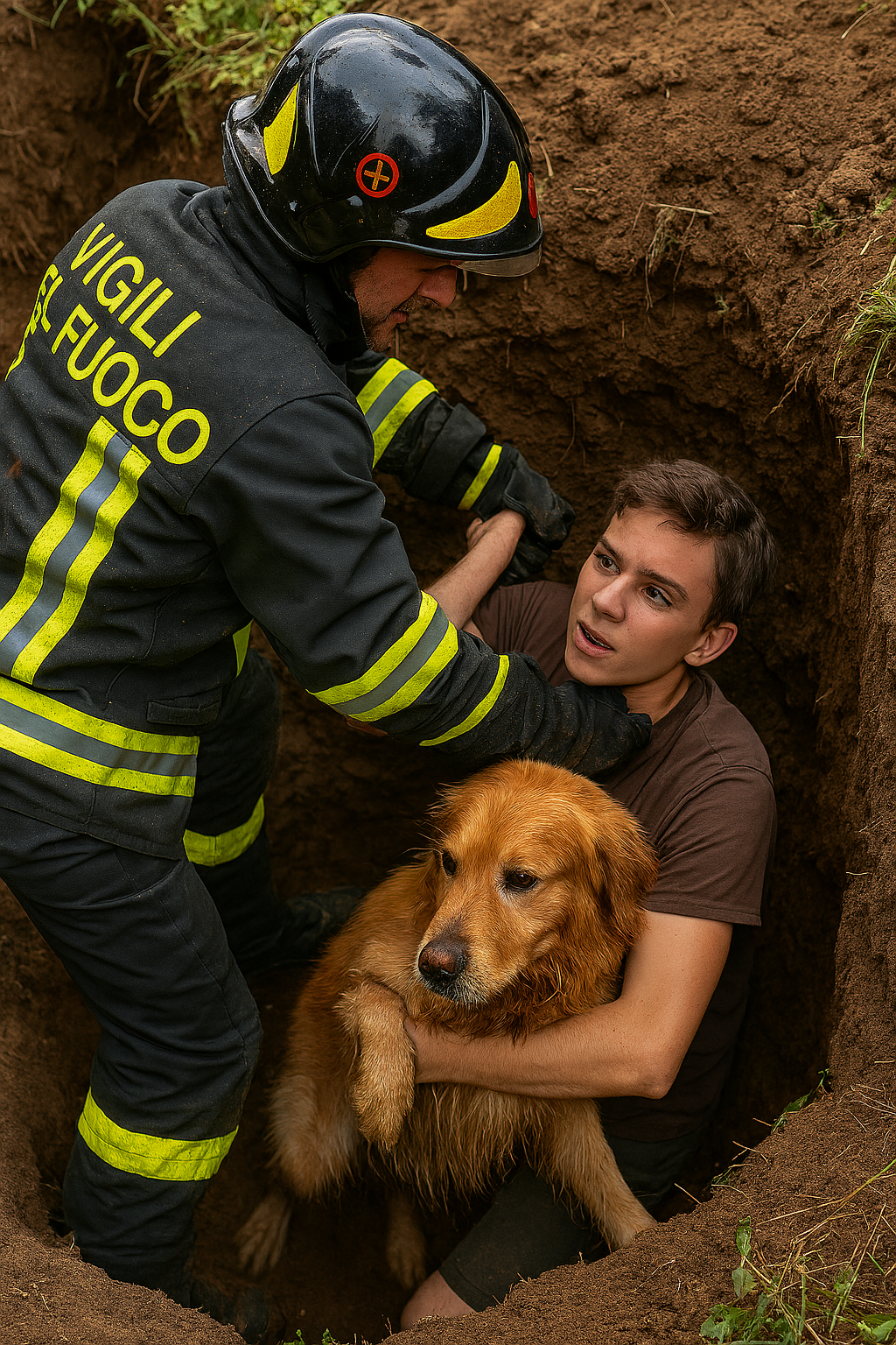 Cerca di Salvare il Cane Caduto in una Buca, 30enne Ferito