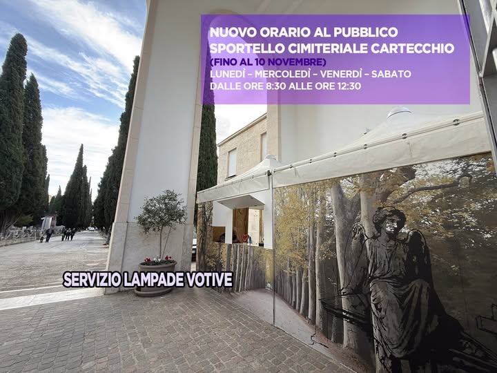 Teramo, Sportello cimiteriale; Nuovi orari fino al 10 novembre