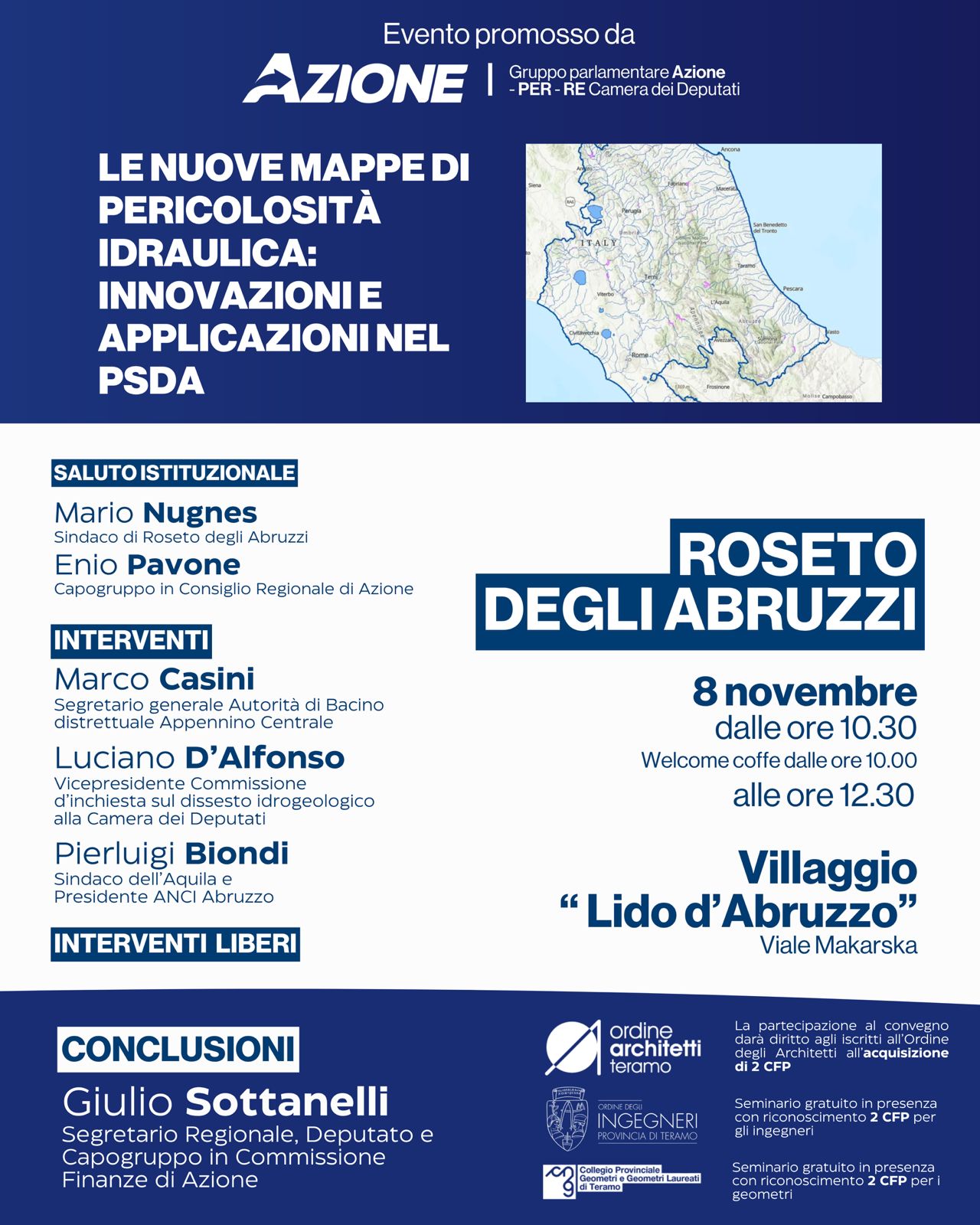 Roseto, convegno sulle nuove mappe di pericolosità idraulica
