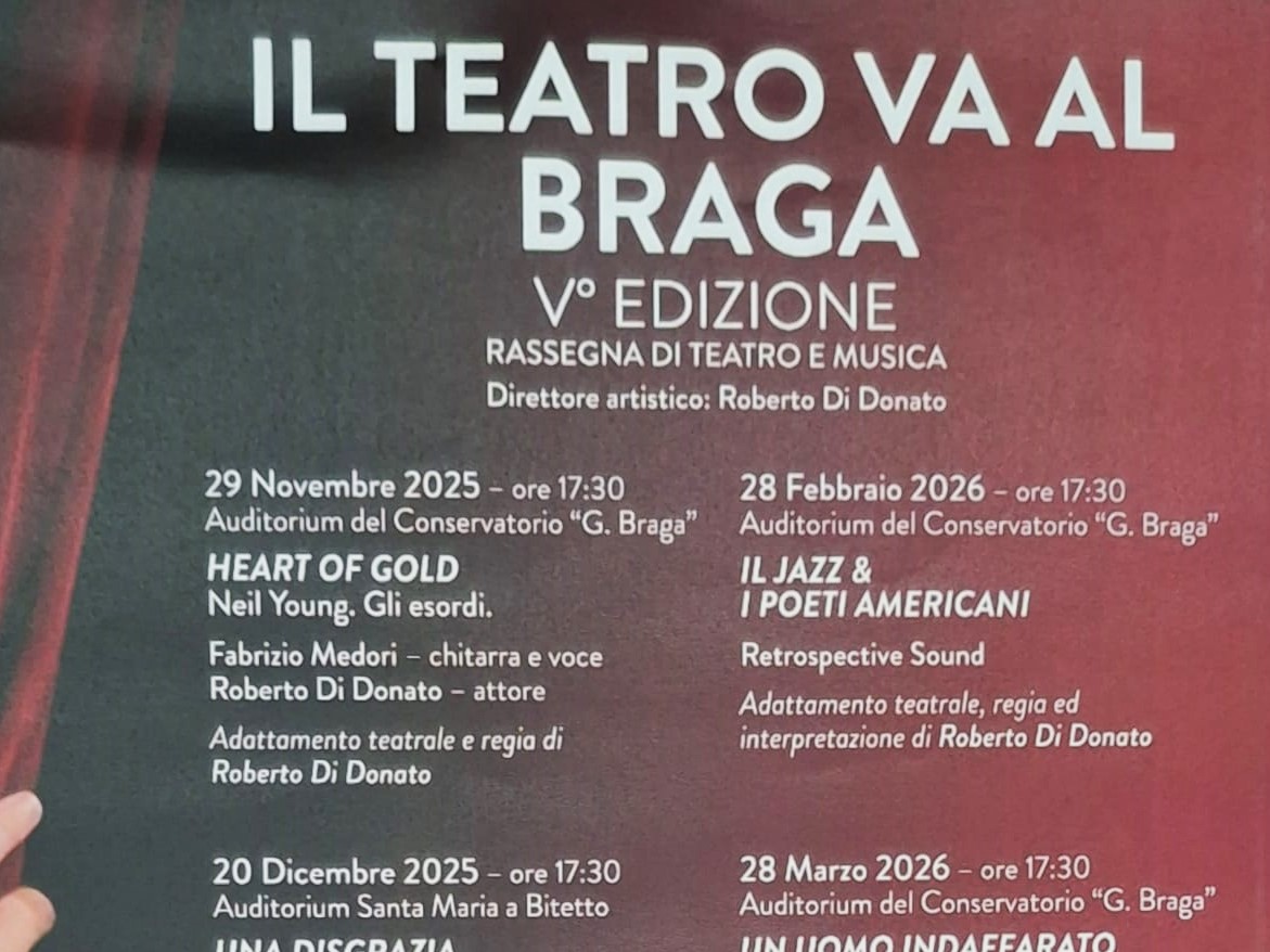 Torna “Il Teatro va al Braga”: otto mesi di musica, letteratura e scena nella V edizione della rassegna teramana