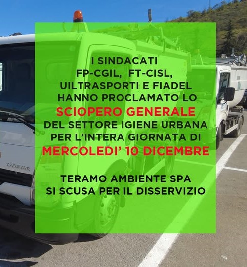 TEAM. Causa sciopero probabili disservizi nella raccolta rifiuti