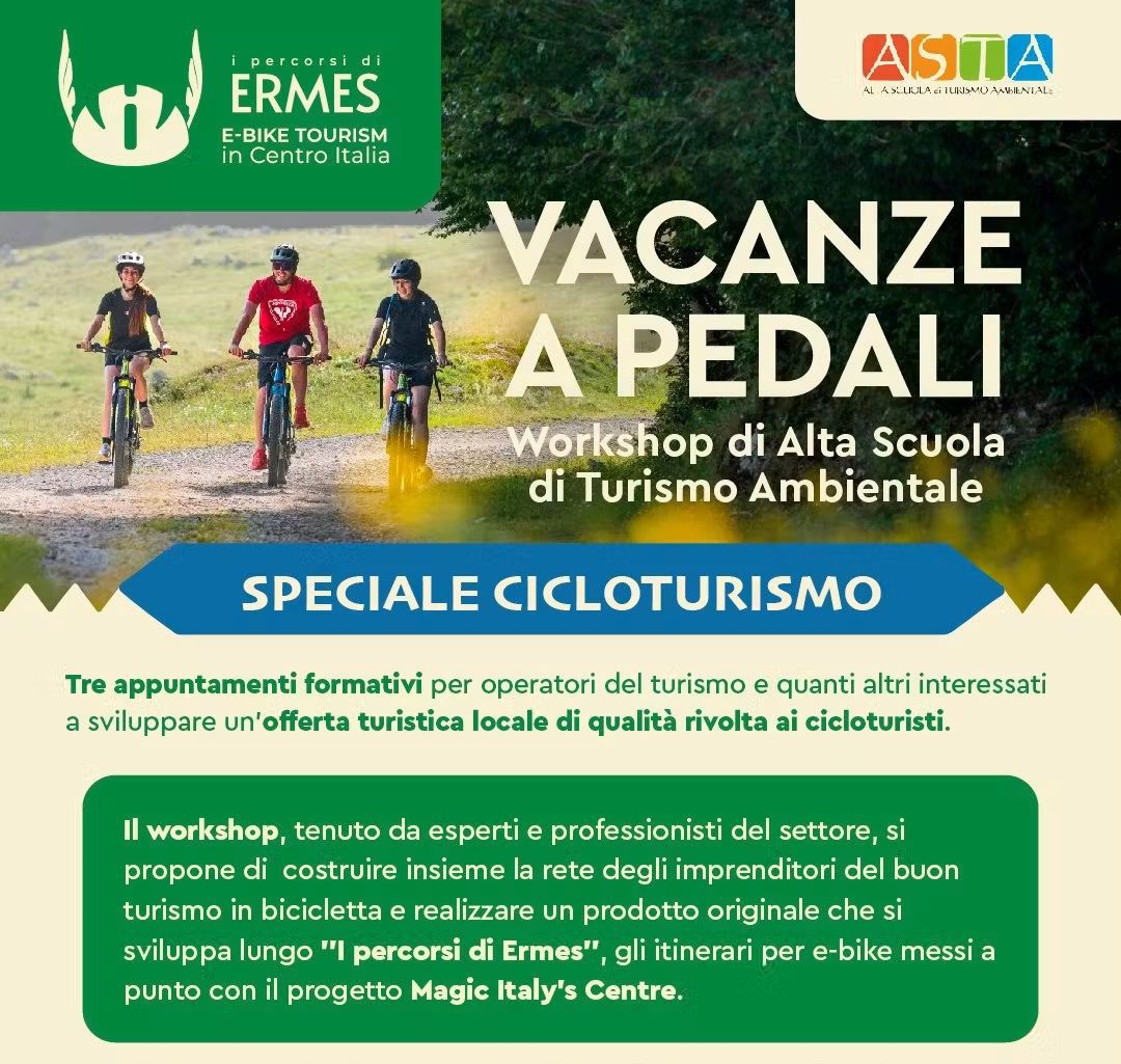 “Vacanze a Pedali”: al via in Abruzzo i workshop gratuiti per il rilancio del cicloturismo​. A Teramo dal 16 al 18 febbraio