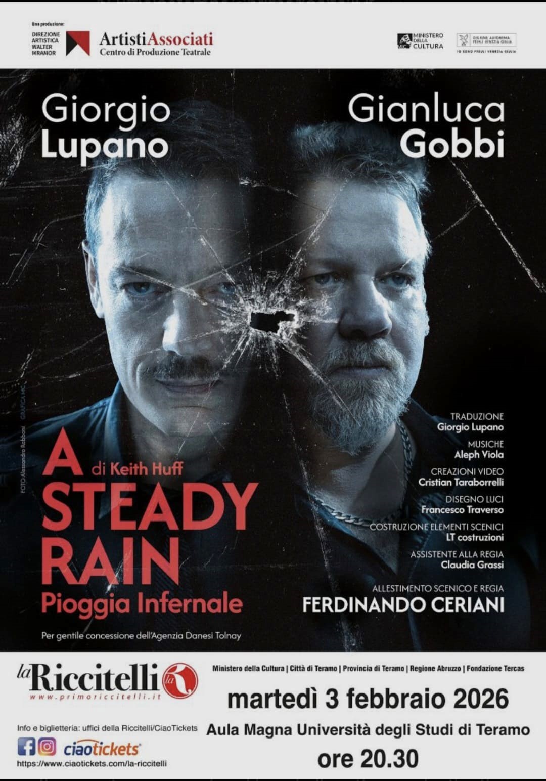 Riccitelli: Noir teatrale a Teramo con A Steady Rain di Keith Huff