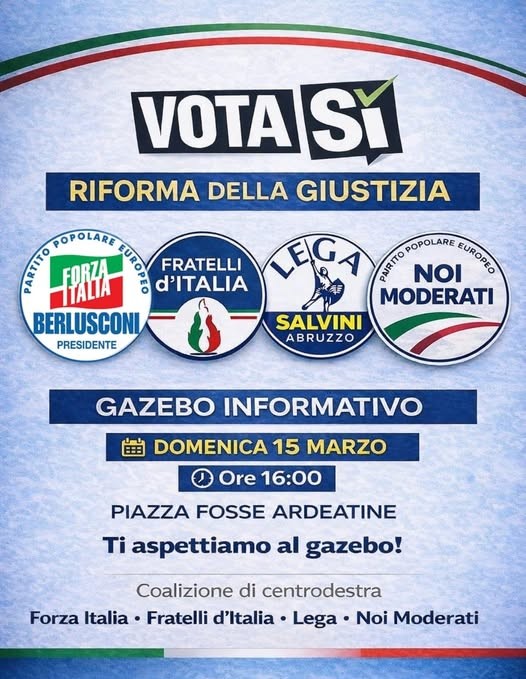 Centrodestra a Giulianova, gazebo informativo per il “Sì” alla riforma della giustizia
