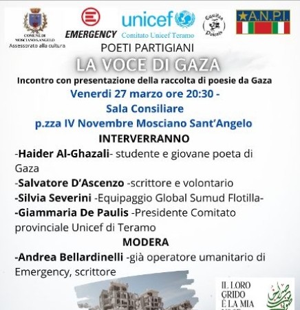 “La Voce di Gaza”, incontro letterario nella Sala Consiliare di Mosciano