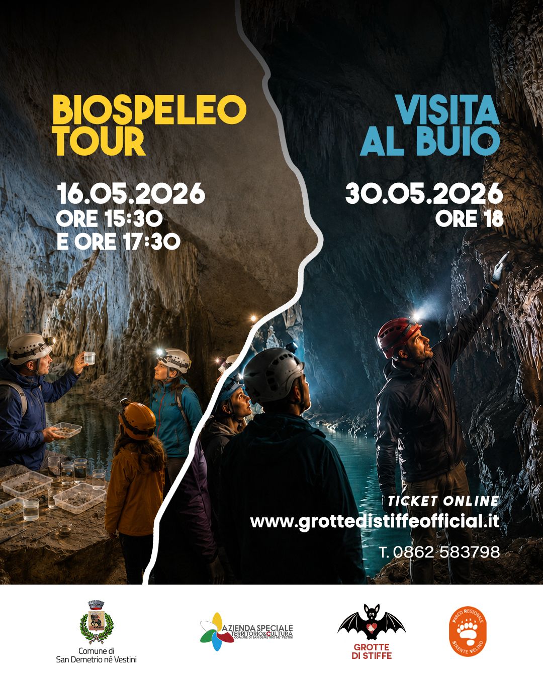 Biospeleo e suggestioni notturne: la primavera delle Grotte di Stiffe