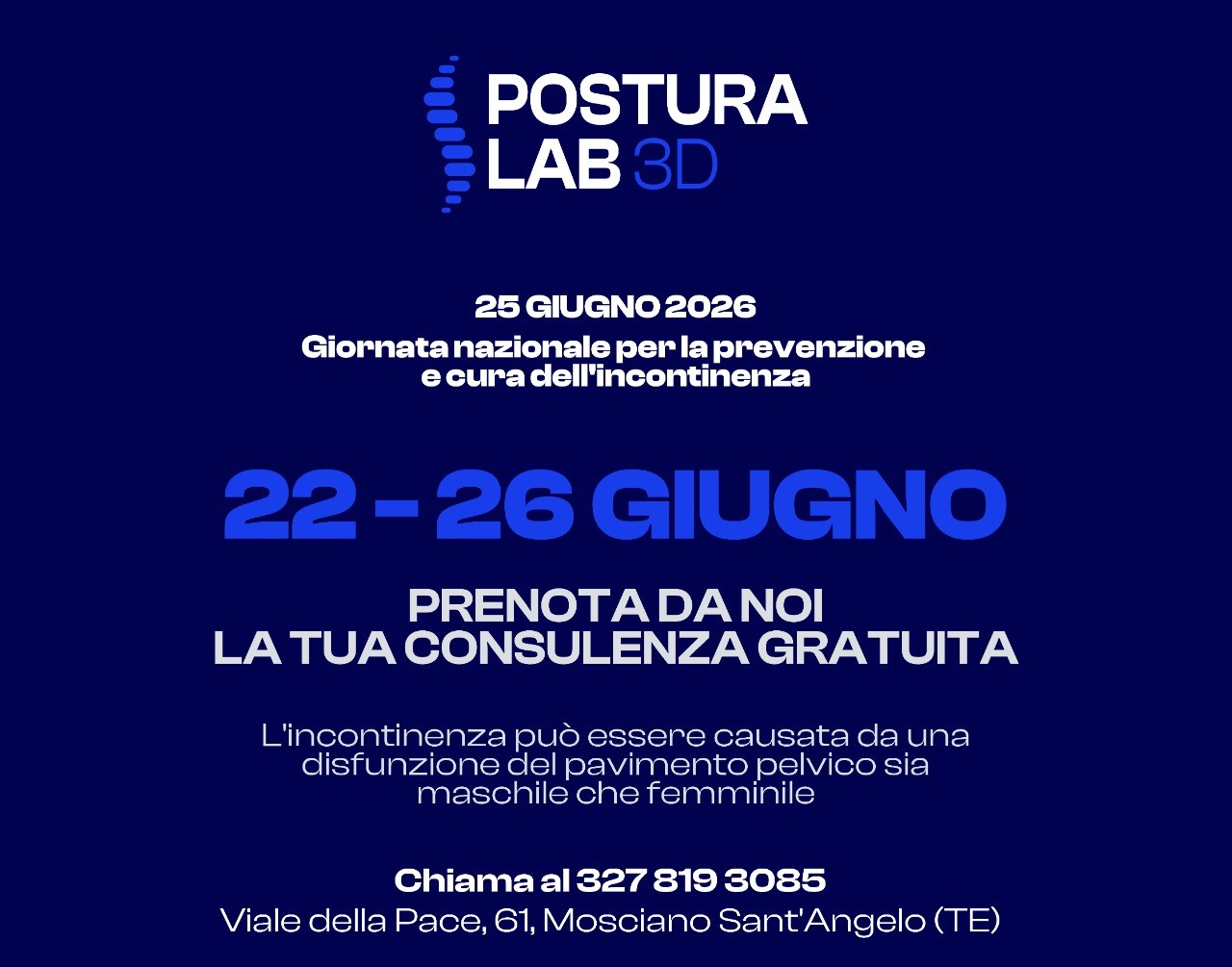 Postura Lab 3D, una settimana di consulenze gratuite dedicate all’incontinenza