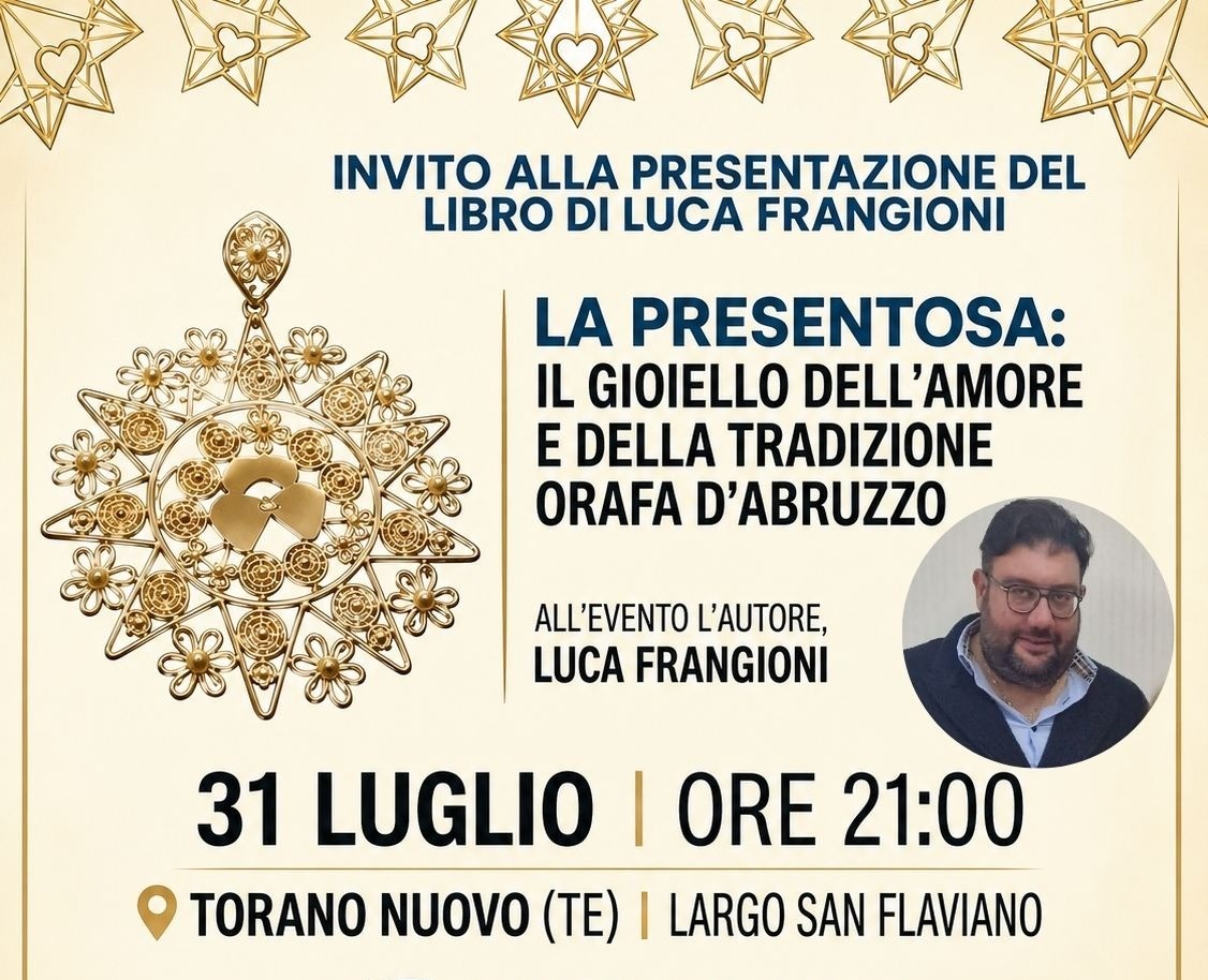 Tradizione orafa abruzzese, a Torano Nuovo si racconta la storia della Presentosa nel libro di Luca Frangioni