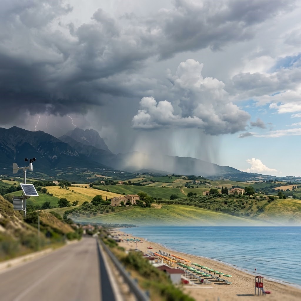 Tendenza Meteo: Settimana di transizione nel Teramano: estate bollente sulla costa, rovesci tra città e rilievi