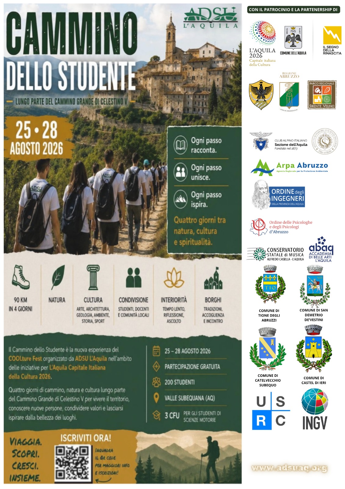 Duecento studenti in marcia nel cuore dell’Abruzzo per il Cammino dello Studente