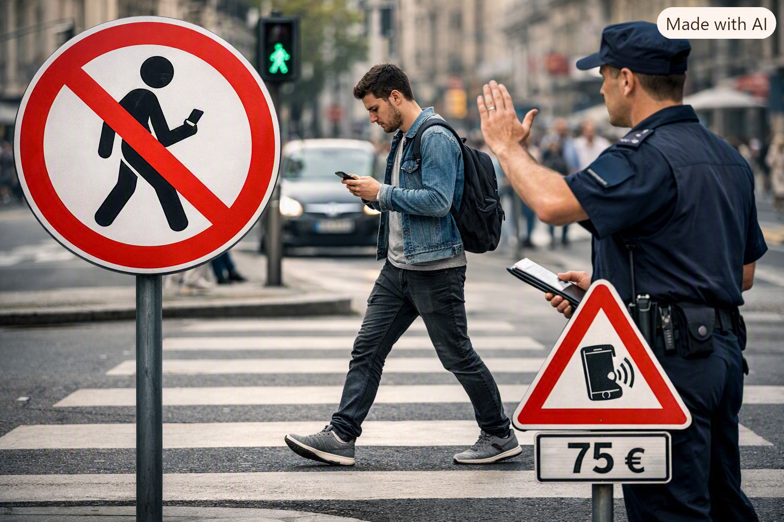 Pedoni, arriva il divieto di usare il telefono mentre si attraversa: previste sanzioni da 75 euro