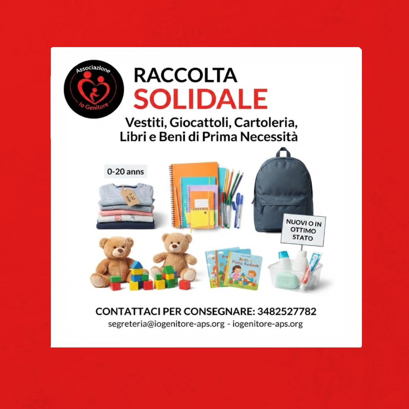 Teramo, l’associazione “Io Genitore” avvia una raccolta solidale per famiglie e bambini