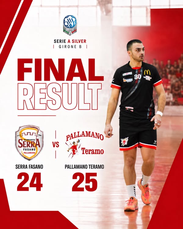 Handball. Teramo ribalta Fasano all’ultimo minuto: 25-24 al PalaZizzi