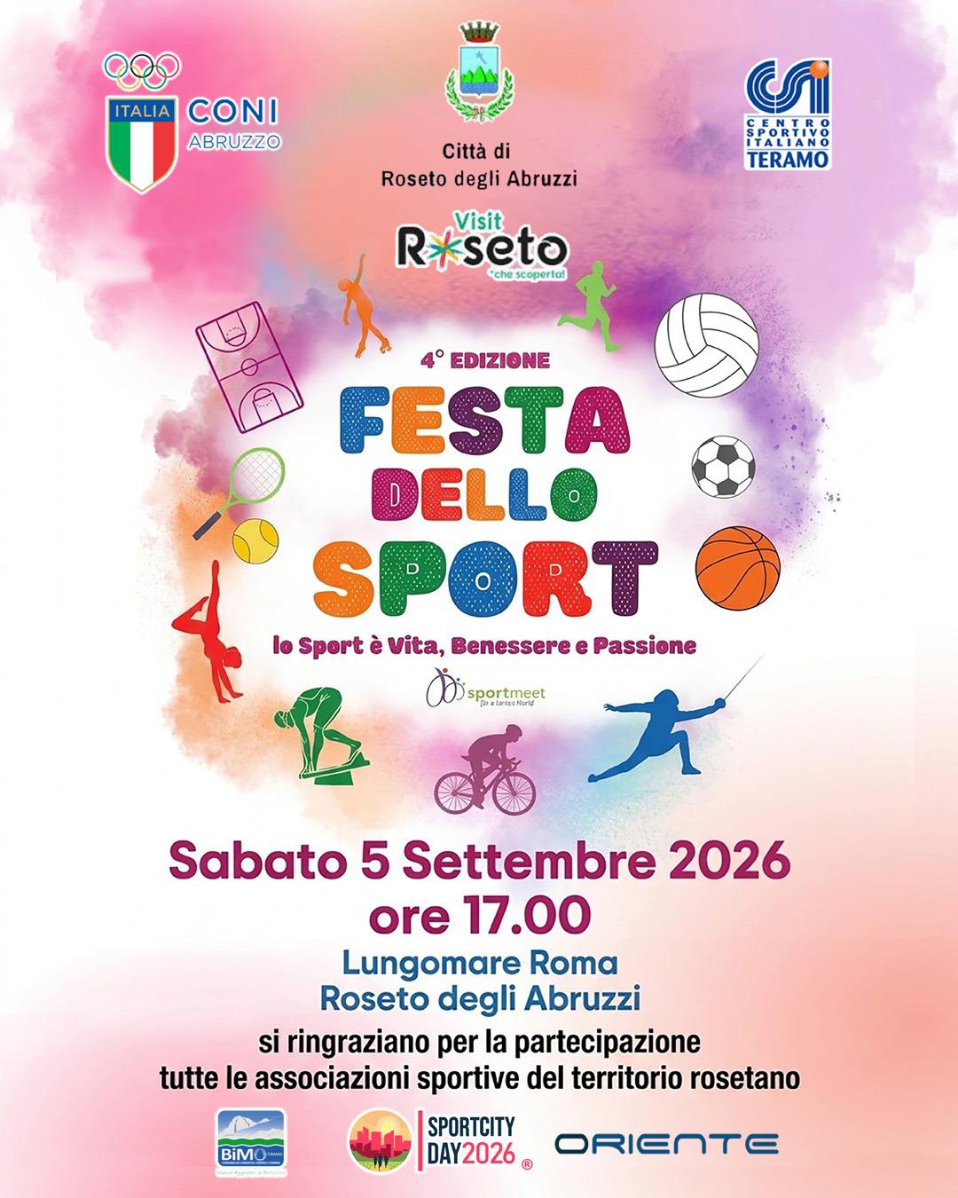 Roseto, il 5 settembre torna la Festa dello Sport. Le modifiche alla viabilità