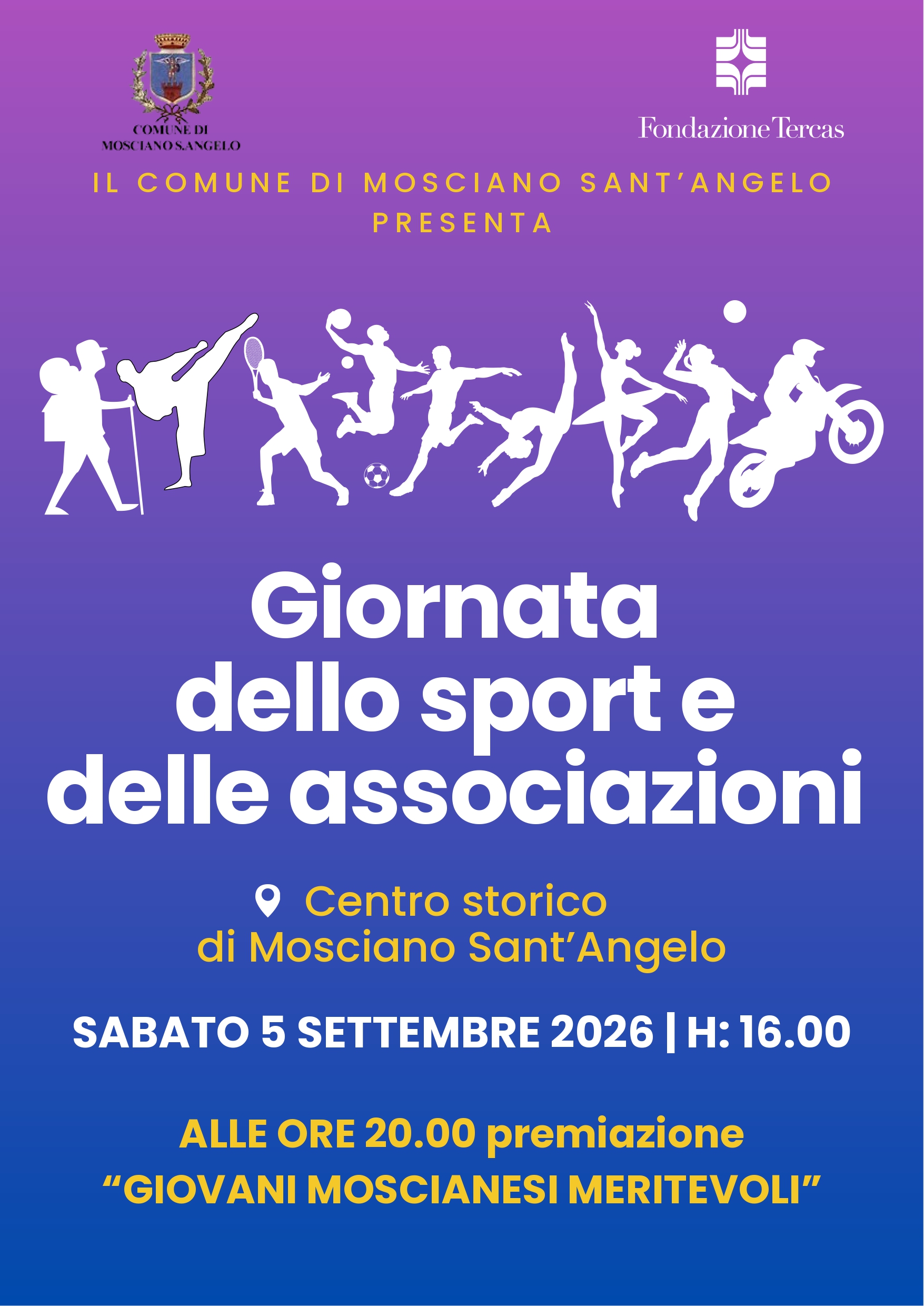Mosciano. Torna sabato 5 settembre l’appuntamento con la “Giornata dello Sport e delle Associazioni”