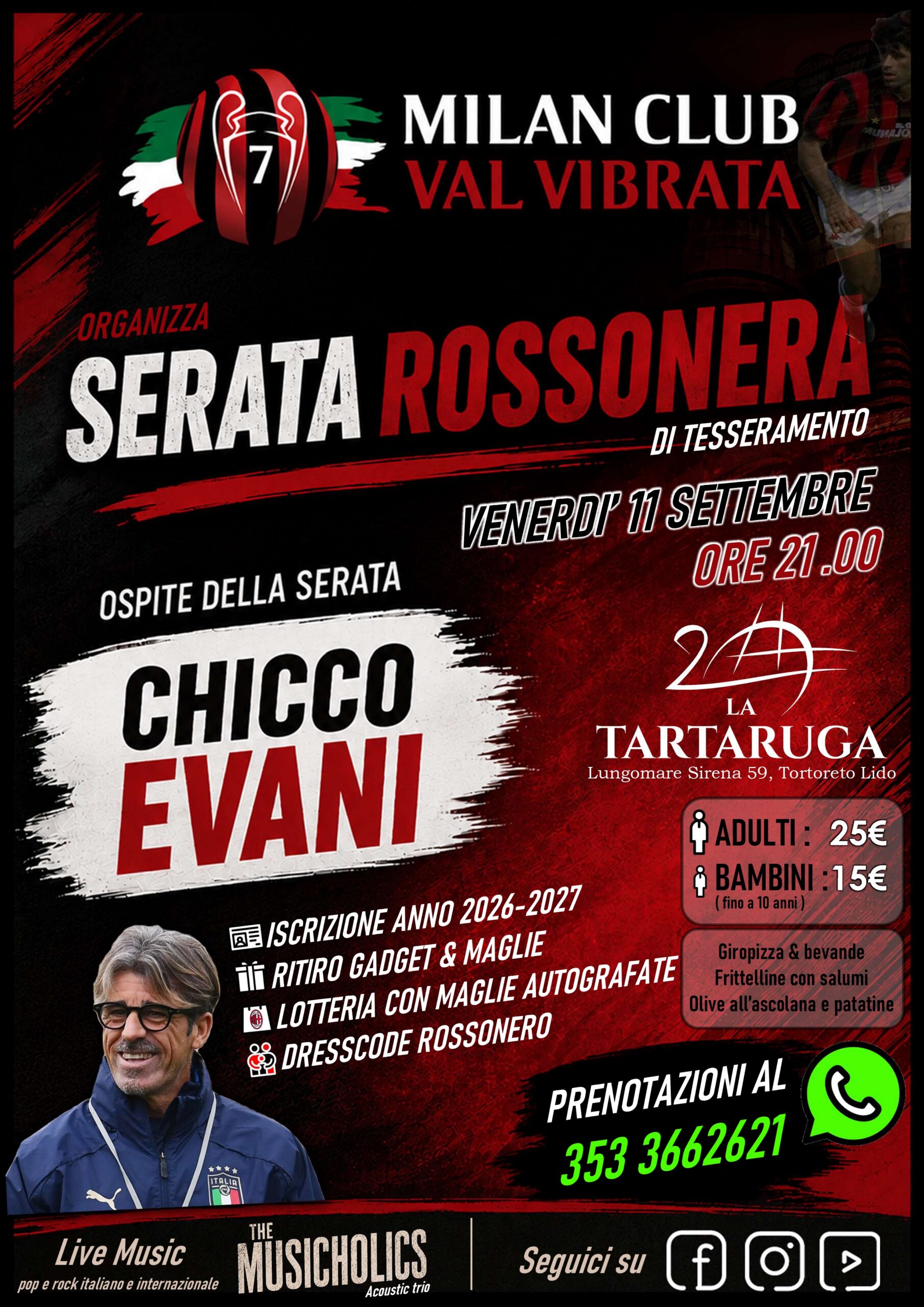 Il Milan Club Val Vibrata apre la stagione al Chalet Tartaruga: ospite Evani