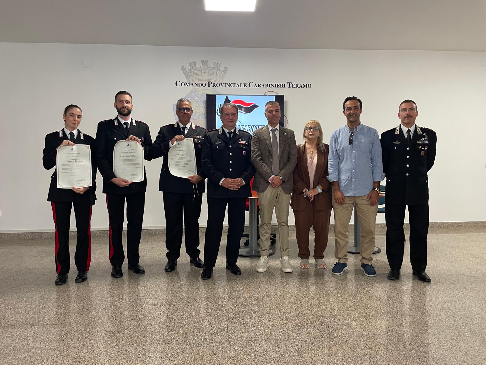 Sventarono una truffa ai danni di un’anziana a Castelnuovo Vomano: premiati i Carabinieri di Notaresco