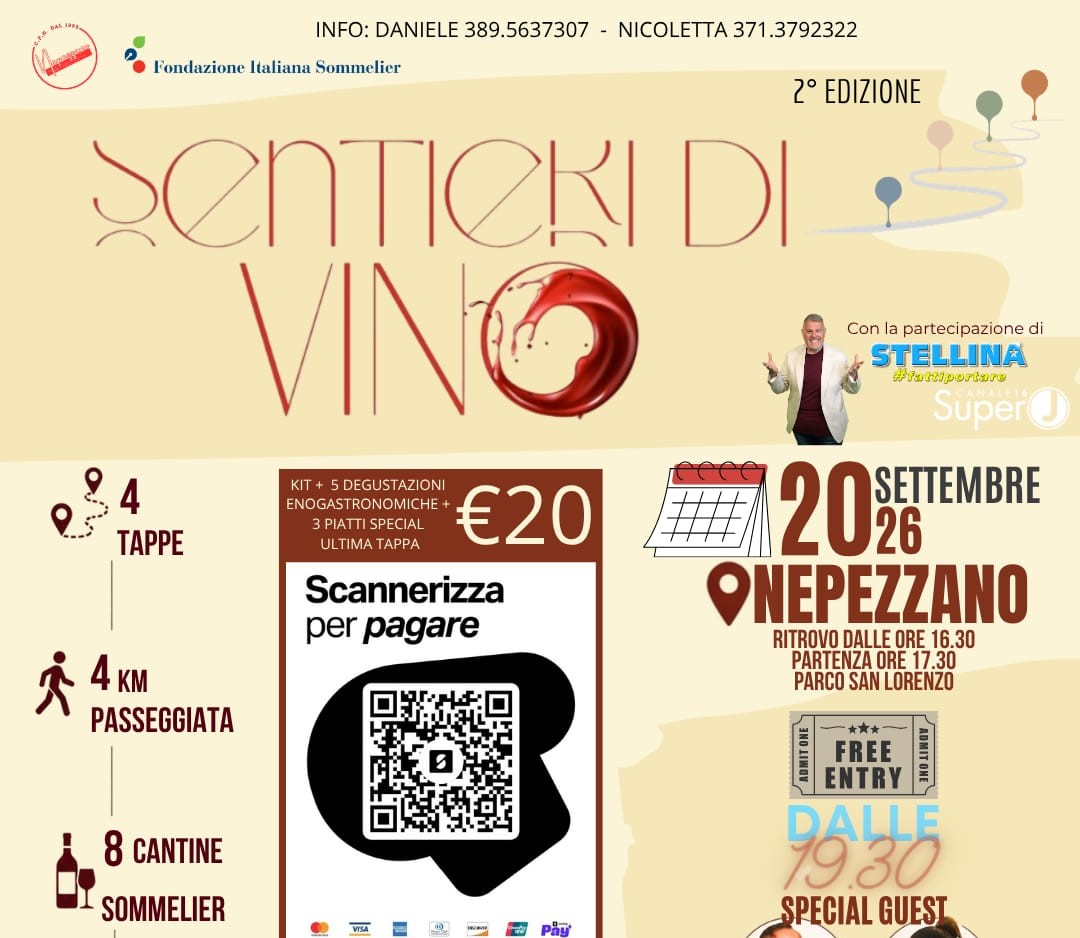 Torna a Nepezzano “Sentieri di vino”: quattro tappe tra enogastronomia, cultura e musica