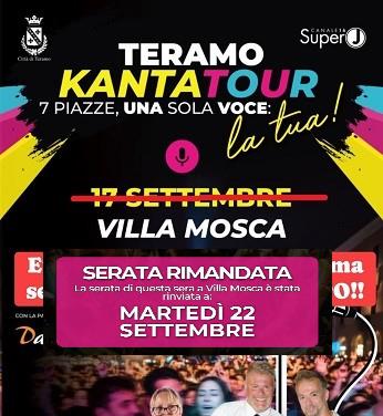 Teramo KantaTour, rinviate per maltempo le ultime due serate: le nuove date