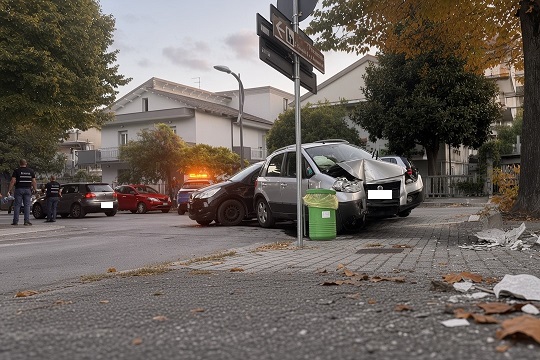 Urta un muretto e poi un’altra auto. Spettacolare incidente ieri a Spoltore