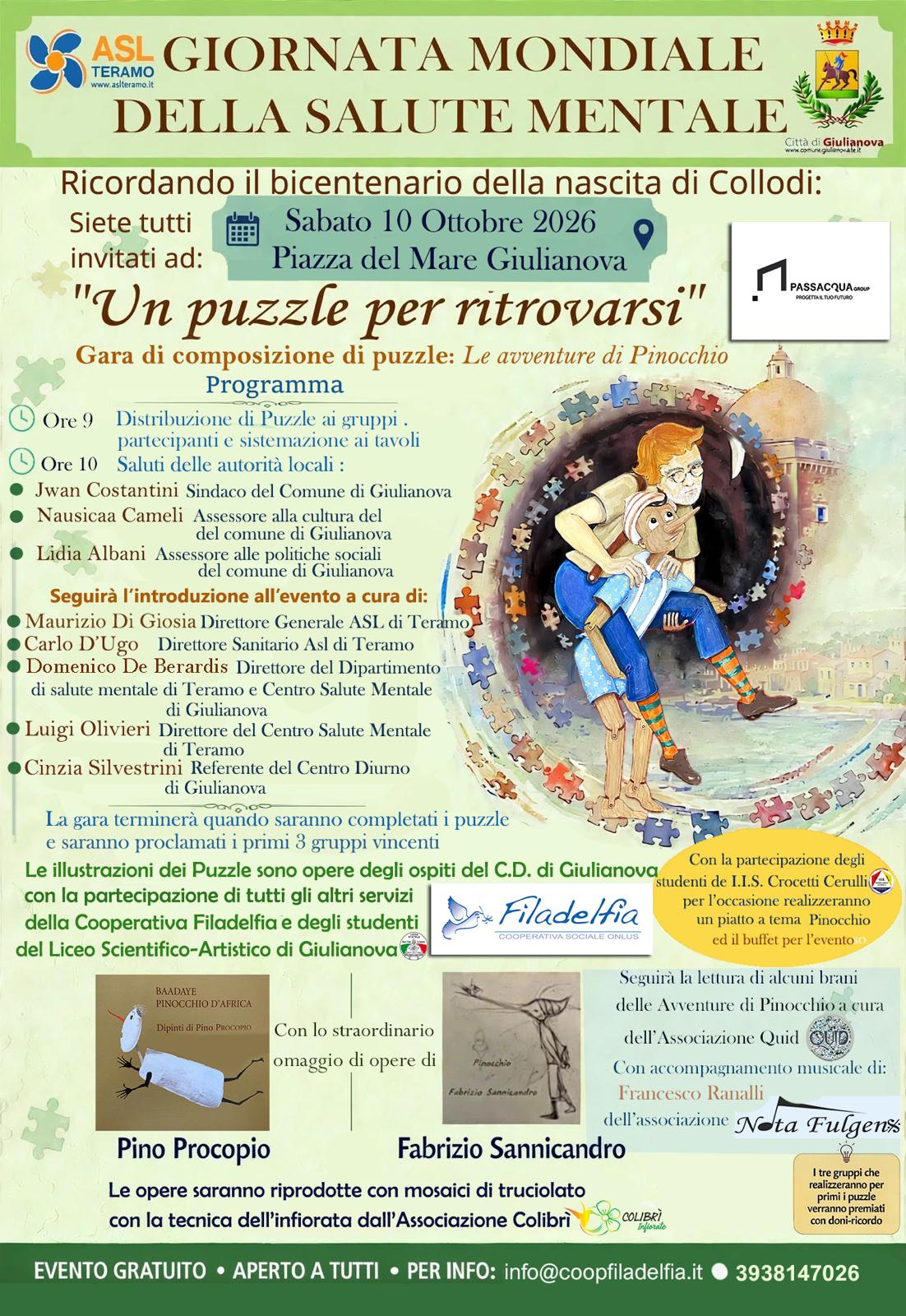 “Un puzzle per ritrovarsi”, a Giulianova si celebra la Giornata mondiale della salute mentale