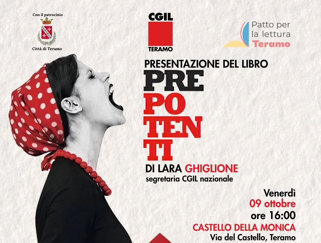 CGIL Teramo presenta il libro “Prepotenti” di Lara Ghiglione